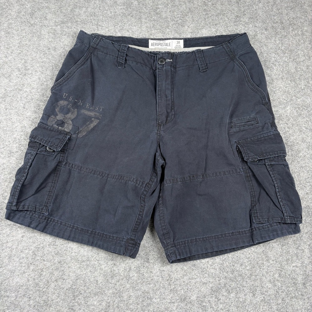 Y2K Aeropostale Cargo Shorts Mens 38 Navy Blue Skater‎ Baggy Surf Grunge 2000s